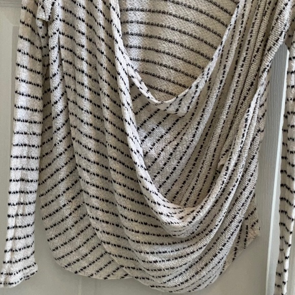 Free People “We The Free” Angel Island Stripe Hacci Sweater Ivory Black - Small - Picture 3 of 16